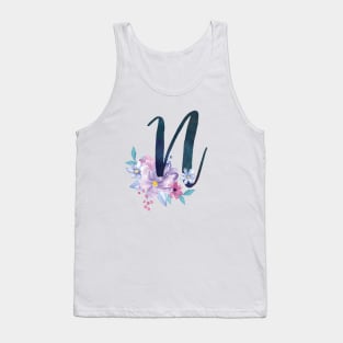 Floral Monogram N Pretty Lilac Bouquet Tank Top